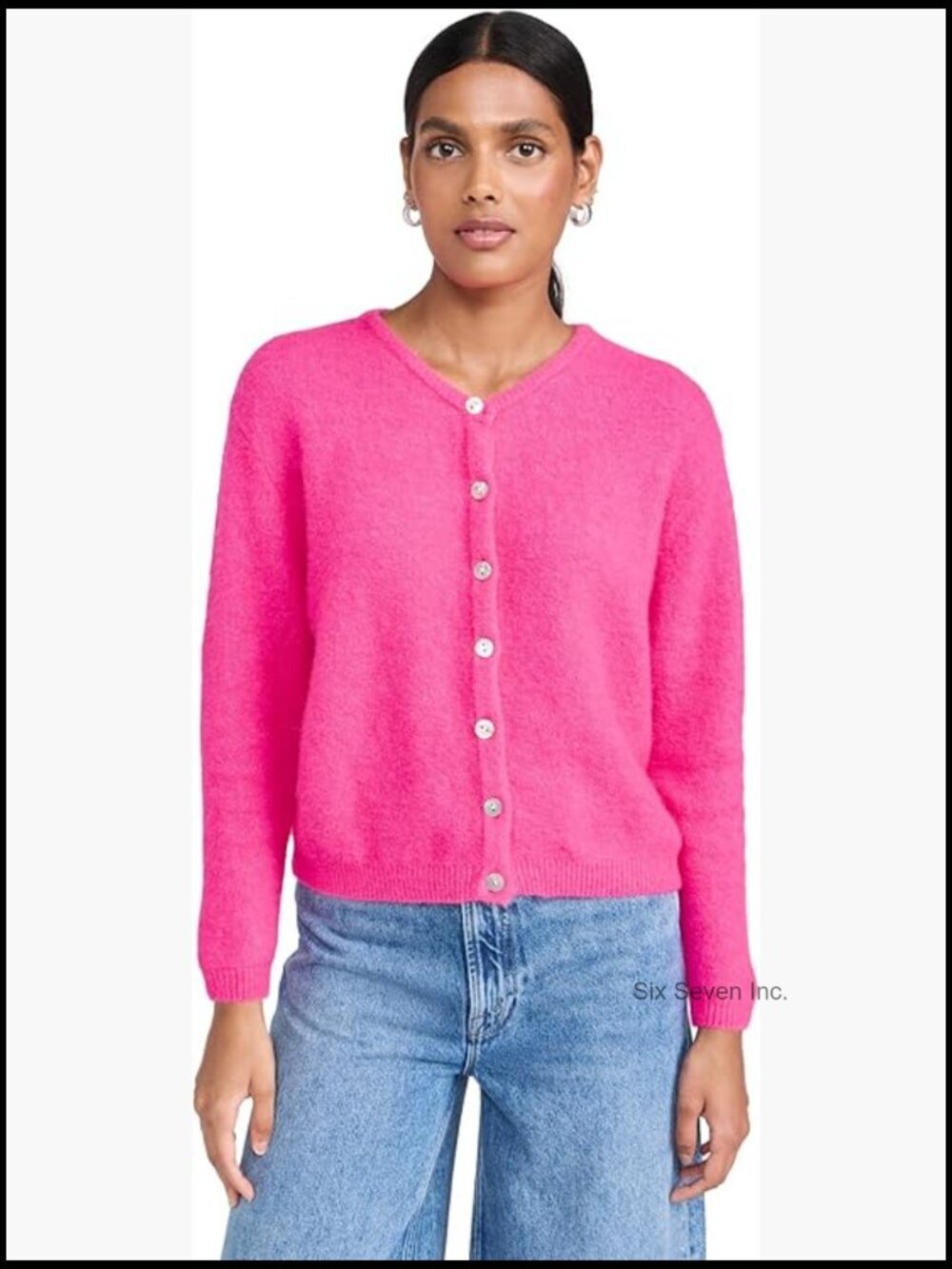 Alpaca Wool Blend Cardigan with Cropped Length